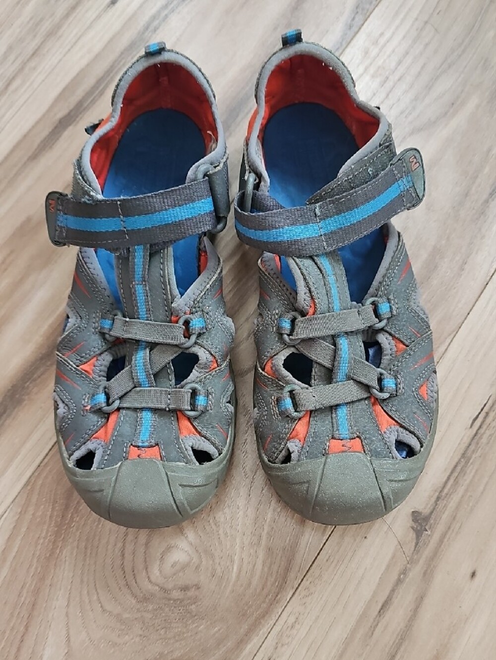 Merrell Grey, Blue and Orange Kids Outdoor Sandals